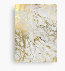 Gold marble on white (original height quality print) Canvas Print