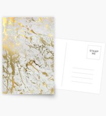 Gold marble on white (original height quality print) Postcards