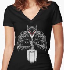 Black Swordsman Women's Fitted V-Neck T-Shirt