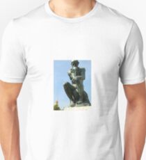 The Thinker by Rodin front view Unisex T-Shirt