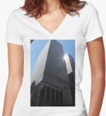 New York, #New, #York, #NewYork, New York City, #NewYorkCity, #Manhattan, #Skyscraper  Women's Fitted V-Neck T-Shirt