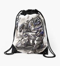 Mass Effect Garrus Sumie style with Japanese Calligraphy Drawstring Bag
