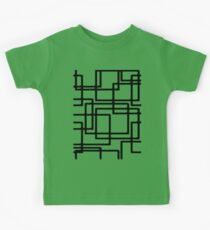 Interlocking Black Squares Artistic Design Kids Tee