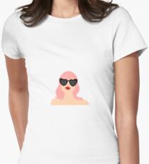 Pink Hair Heart Eyes Women's Fitted T-Shirt