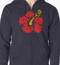 Floral Hibiscus Zipped Hoodie
