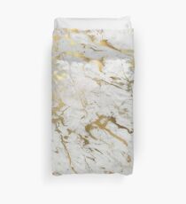 Gold marble on white (original height quality print) Duvet Cover