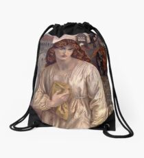 Salutation of Beatrice - Dante Gabriel Rossetti Drawstring Bag