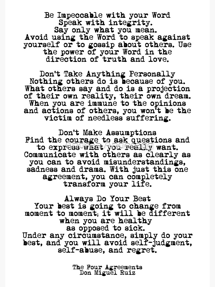 The 4 Agreements #minimalist 3 Photographic Print graphic regarding The Four Agreements Printable named The 4 Agreements #minimalist 3 Photographic Print