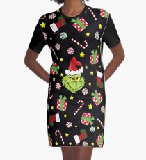 Grinch pattern Graphic T-Shirt Dress