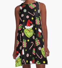 Grinch pattern A-Line Dress