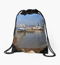 Snowdrop leaving Seacombe Ferry port. Drawstring Bag