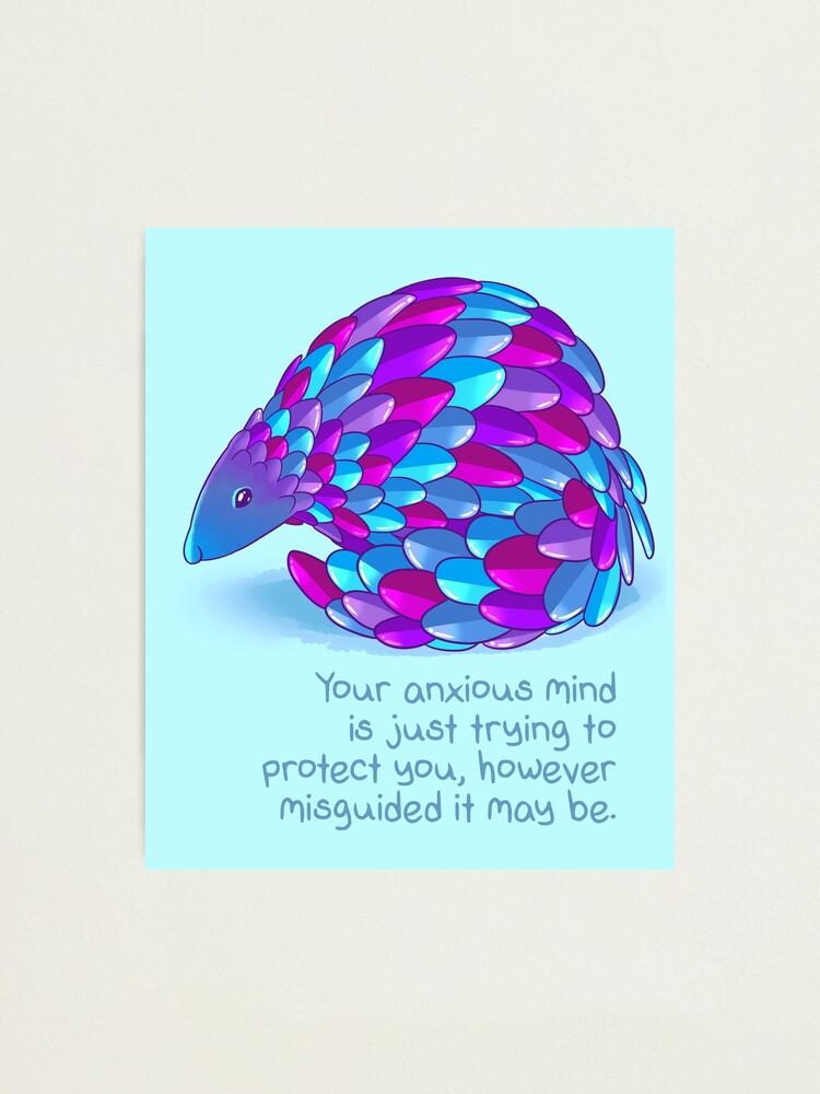 Alternate view of "Your Anxiety is Just Trying to Protect You" Pangolin Photographic Print