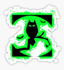 Bat halloween green and black silhouette Sticker