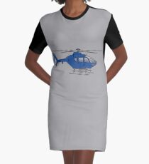 Blue helicopter Graphic T-Shirt Dress