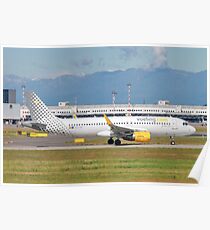 Vueling Airlines Airbus A320-200 (EC-LVX) ready for takeoff at Linate Airport, Milan, Italy Poster