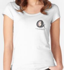 Cristina K Face Graphic Pocket (Black) Women's Fitted Scoop T-Shirt