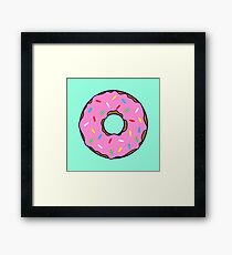 Yummy Pink Donut with Mint Background Framed Print