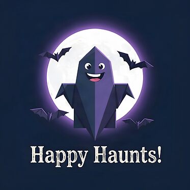 Happy Haunts Cute Purple Ghost Full Moon Bats