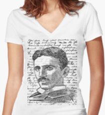 Nikola Tesla Women's Fitted V-Neck T-Shirt