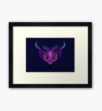 Purple Space Cat (Antlers) Framed Print