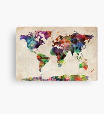 Lienzo Mapa mundial Acuarela urbana