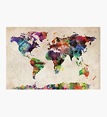 World Map Urban Watercolor Photographic Print