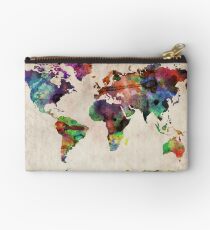 World Map Urban Watercolor Studio Pouch