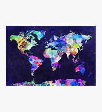 World Map Urban Watercolor Photographic Print