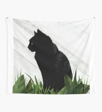 Black Cat in a greenhouse Wall Tapestry