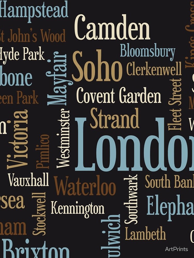 London Text typografische Karte von ArtPrints