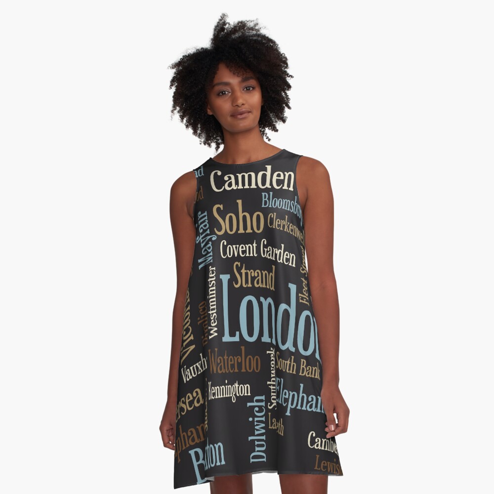 London Text typografische Karte A-Linien Kleid