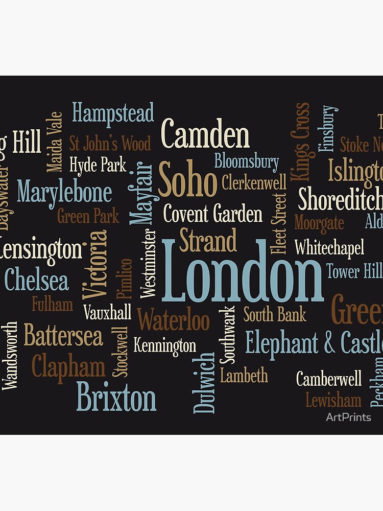 London Text typografische Karte von ArtPrints