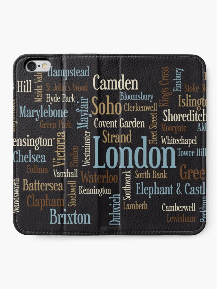 Alternative Ansicht von London Text typografische Karte iPhone Flip-Case