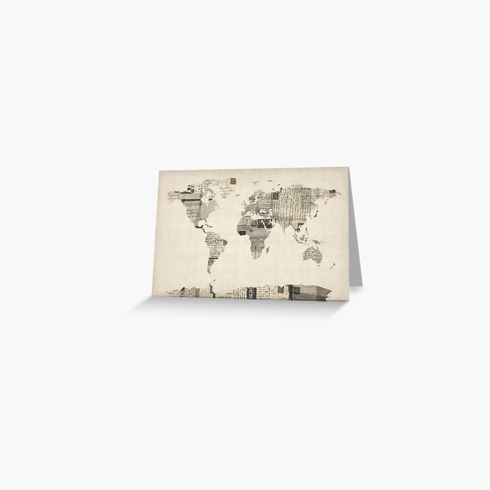 Karte der Weltkarte von alten Postkarten Grußkarte