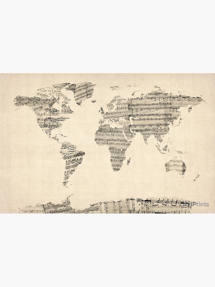 Map of the World Map from Old Sheet Music by ArtPrints