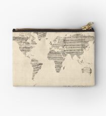 Map of the World Map from Old Sheet Music Studio Pouch