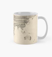 Map of the World Map from Old Sheet Music Mug