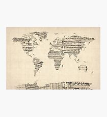 Map of the World Map from Old Sheet Music Photographic Print