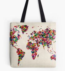 Butterflies Map of the World Map Tote Bag