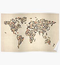 Cats Map of the World Map Poster