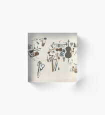 Musical Instruments Map of the World Acrylic Block