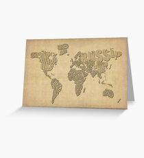 Typografische Textkarte der Welt Grußkarte