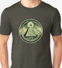 All seeing eye, pyramid, dollar, freemason, god Unisex T-Shirt