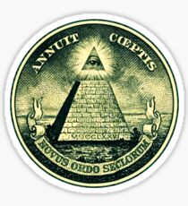 All seeing eye, pyramid, dollar, freemason, god Sticker