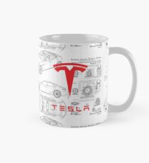 Nikola Tesla und Tesla Motors Blueprint aufgehoben Tasse (Standard)