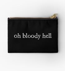 oh bloody hell - white on black - INdiscreet Zip Pouch for Tampons, Menstrual Pads, Feminine Products Studio Pouch