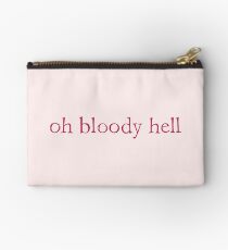 oh bloody hell - red on palest pink - INdiscreet Zip Pouch for Tampons, Menstrual Pads, Feminine Products Studio Pouch