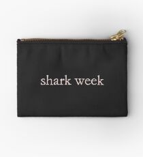 shark week - pink on charcoal - INdiscreet Zip Pouch for Tampons, Menstrual Pads, Feminine Products Studio Pouch