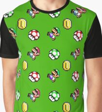 Super Mario World / Luigi & Mario / Green Graphic T-Shirt