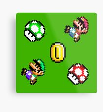 Super Mario World / Luigi & Mario / Green Metal Print